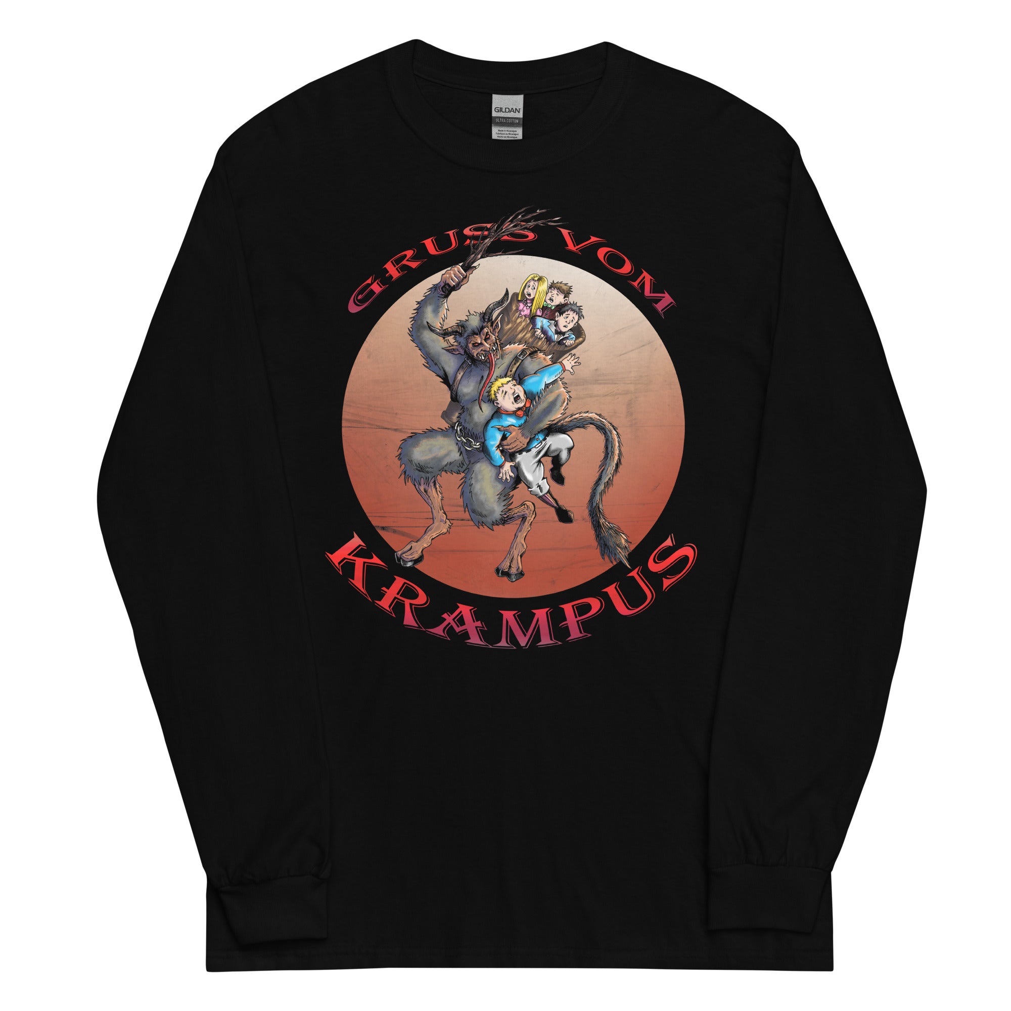 Gruss Vom Krampus Greetings and Merry Christmas Long Sleeve Shirt - Edge of Life Designs