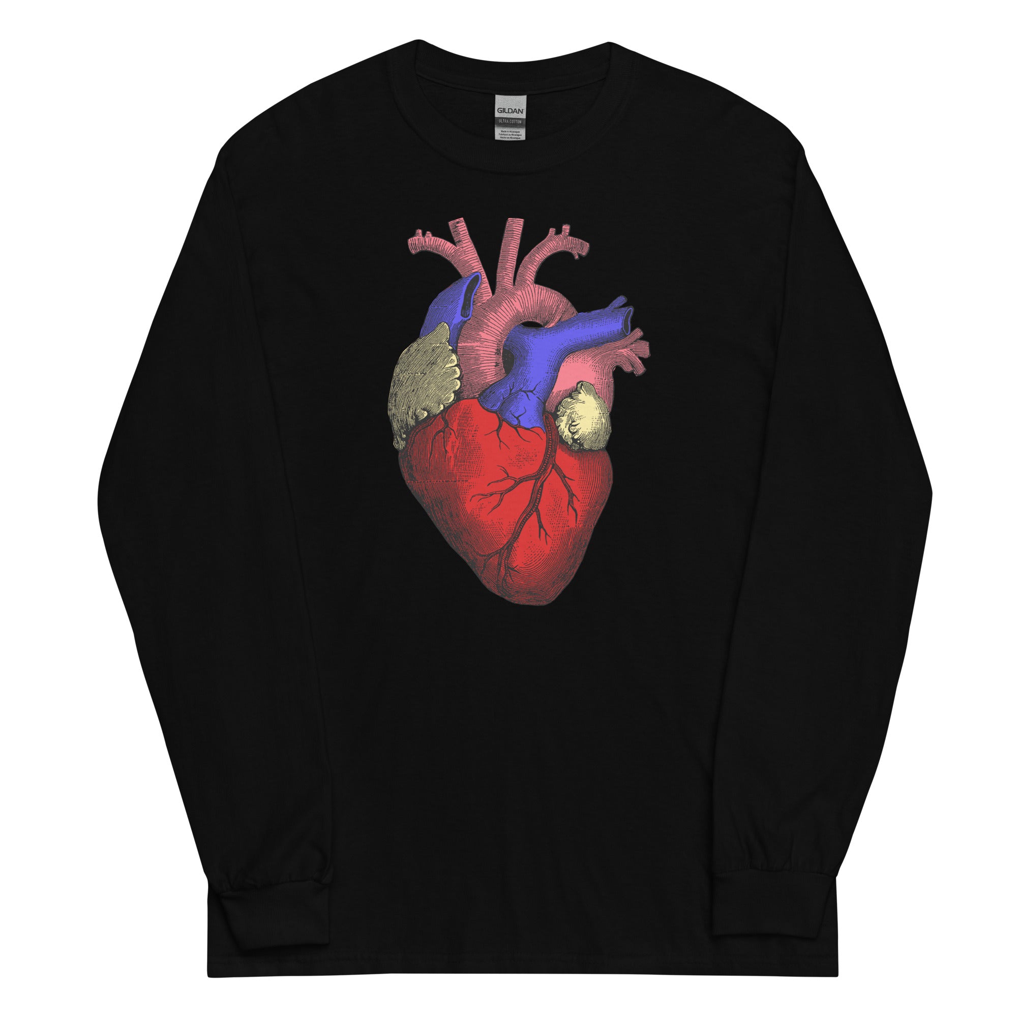 Anatomical Human Heart Medical Art Long Sleeve Shirt Full Color - Edge of Life Designs