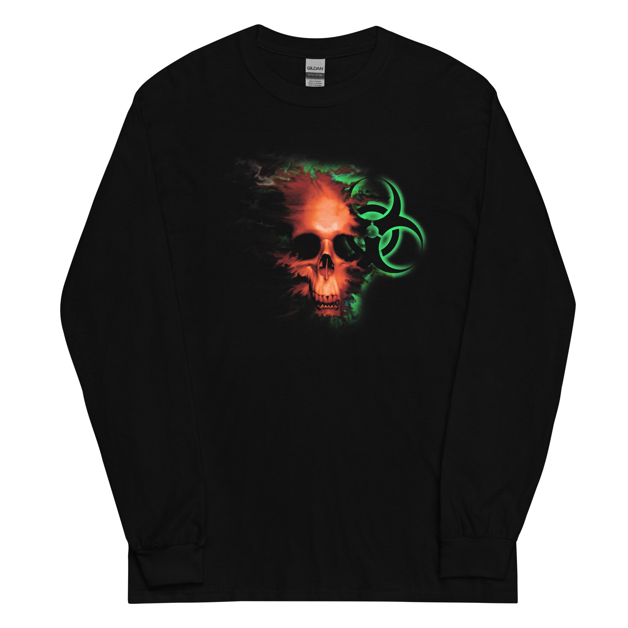 Radioactive Zombie Skull Bio Hazard Long Sleeve Shirt - Edge of Life Designs