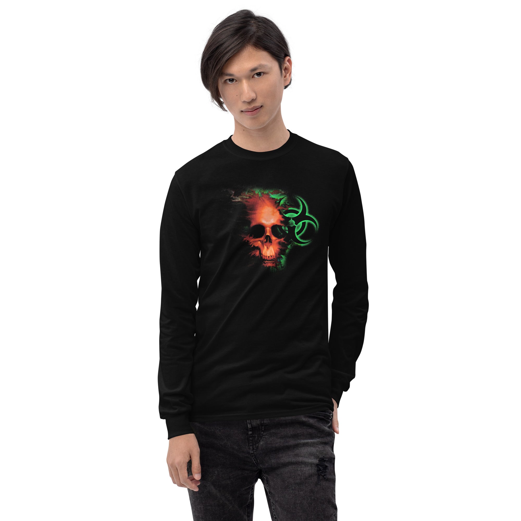 Radioactive Zombie Skull Bio Hazard Long Sleeve Shirt - Edge of Life Designs