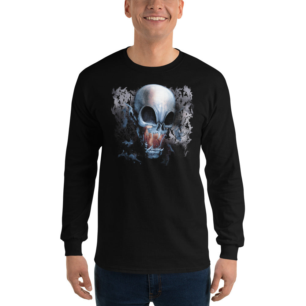 Vampire Demon Skull Melting with Bats Long Sleeve Shirt - Edge of Life Designs