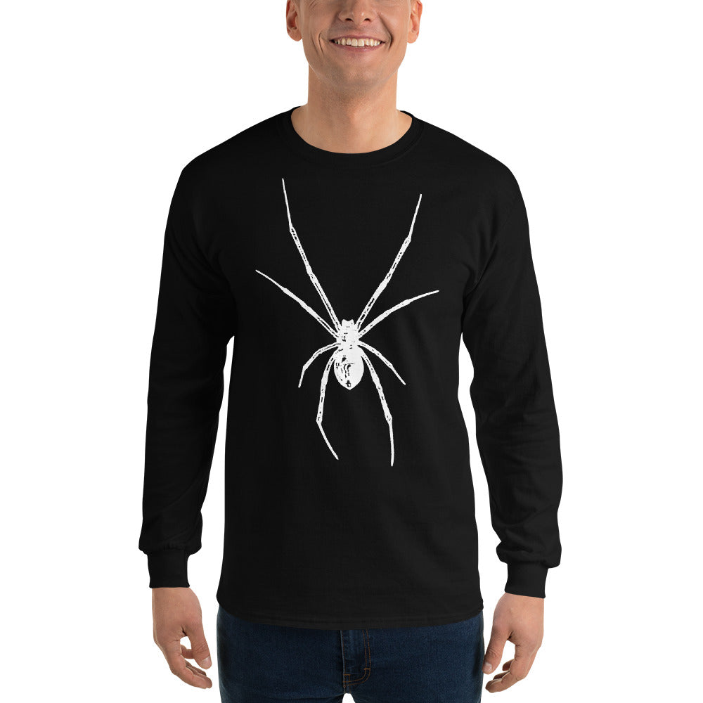 White Creepy Spider Arachnid Black Widow Long Sleeve Shirt - Edge of Life Designs