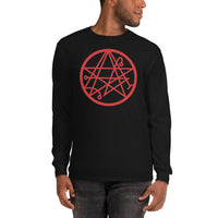 Necronomicon Symbol design on unisex long sleeve shirt, front view