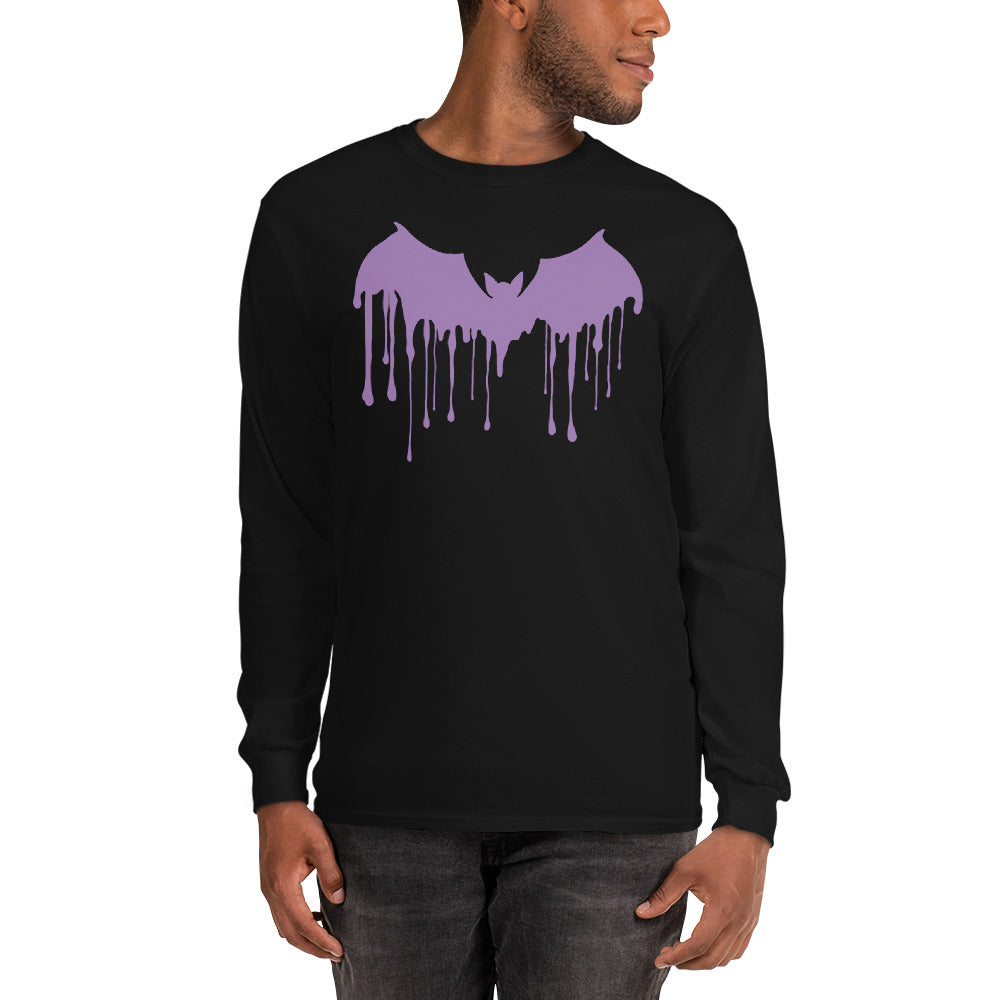 Purple Drip Melting Vampire Bat Long Sleeve Shirt - Edge of Life Designs