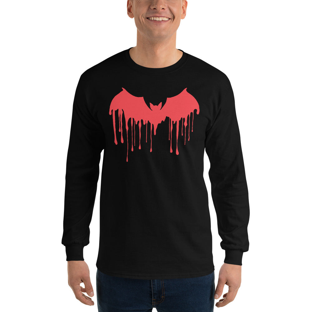 Red Blood Drip Melting Vampire Bat Long Sleeve Shirt - Edge of Life Designs