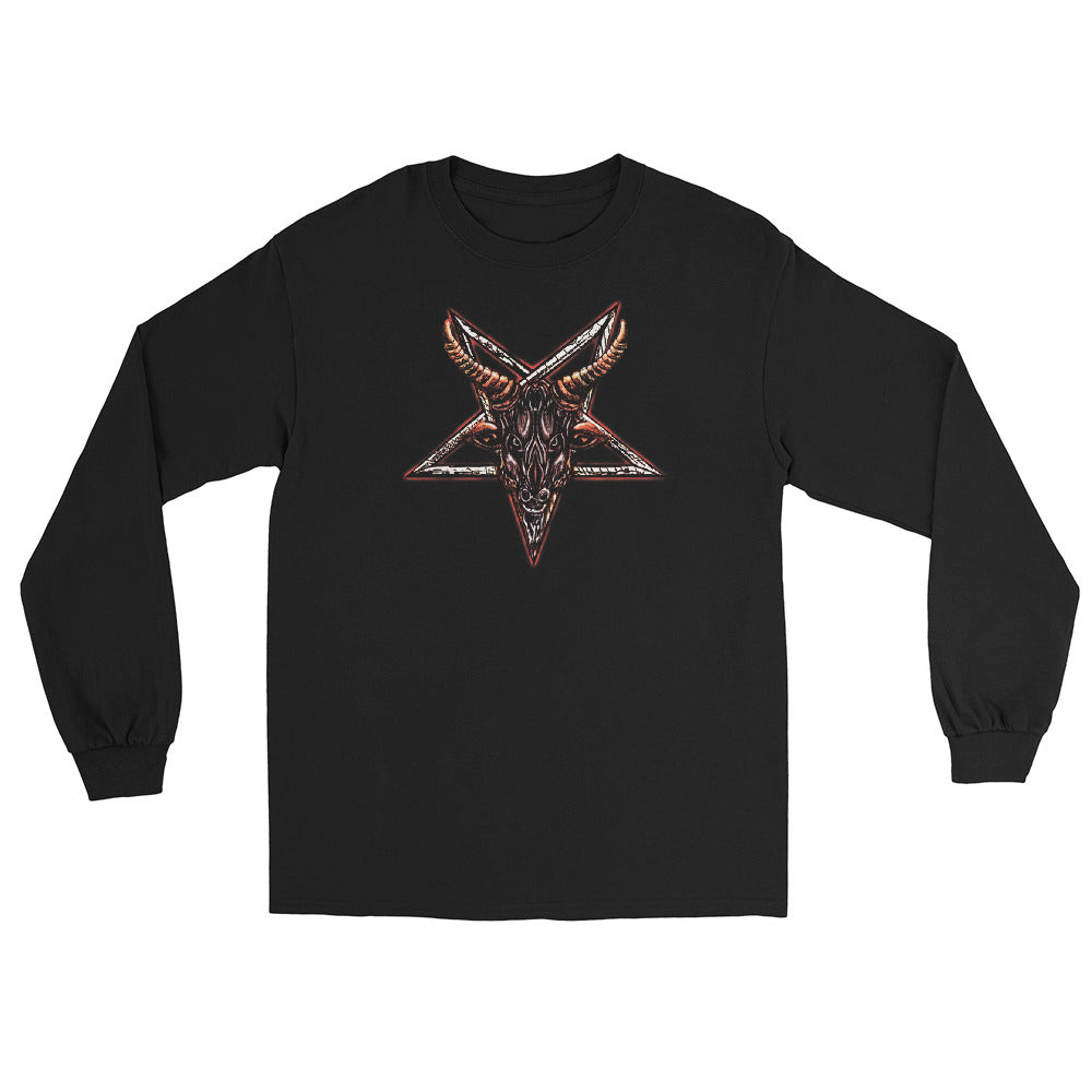 Goat Head Baphomet Inverted Pentagram Satanic Long Sleeve Shirt - Edge of Life Designs