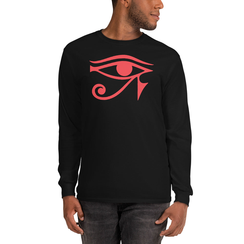 Eye of Ra Egyptian Goddess Long Sleeve Shirt Red Print - Edge of Life Designs