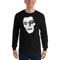 Pazuzu Captain Howdy design on unisex long sleeve shirt, front view