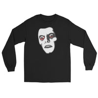 Pazuzu Captain Howdy design on unisex long sleeve shirt, front view
