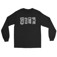 Black White Gothic Stripes design on unisex long sleeve shirt, front view