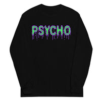 Psycho design on unisex long sleeve shirt, front view