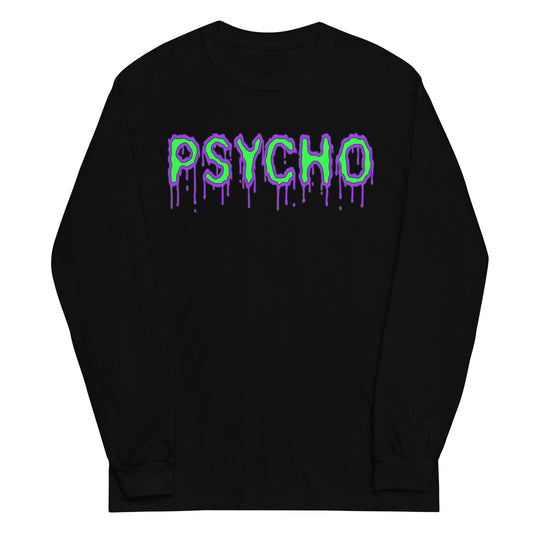 Psycho design on unisex long sleeve shirt, front view