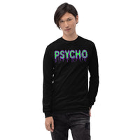 Psycho design on unisex long sleeve shirt, front view