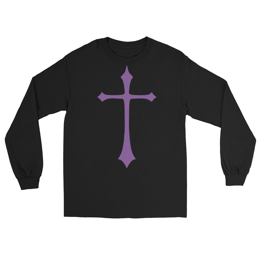Purple Gothic Medeival Holy Cross Long Sleeve Shirt