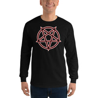 Inverted Pentagram design on unisex long sleeve shirt, front view
