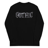 Gothic Spider Web design on unisex long sleeve shirt, front view