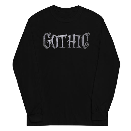 Gothic Spider Web design on unisex long sleeve shirt, front view