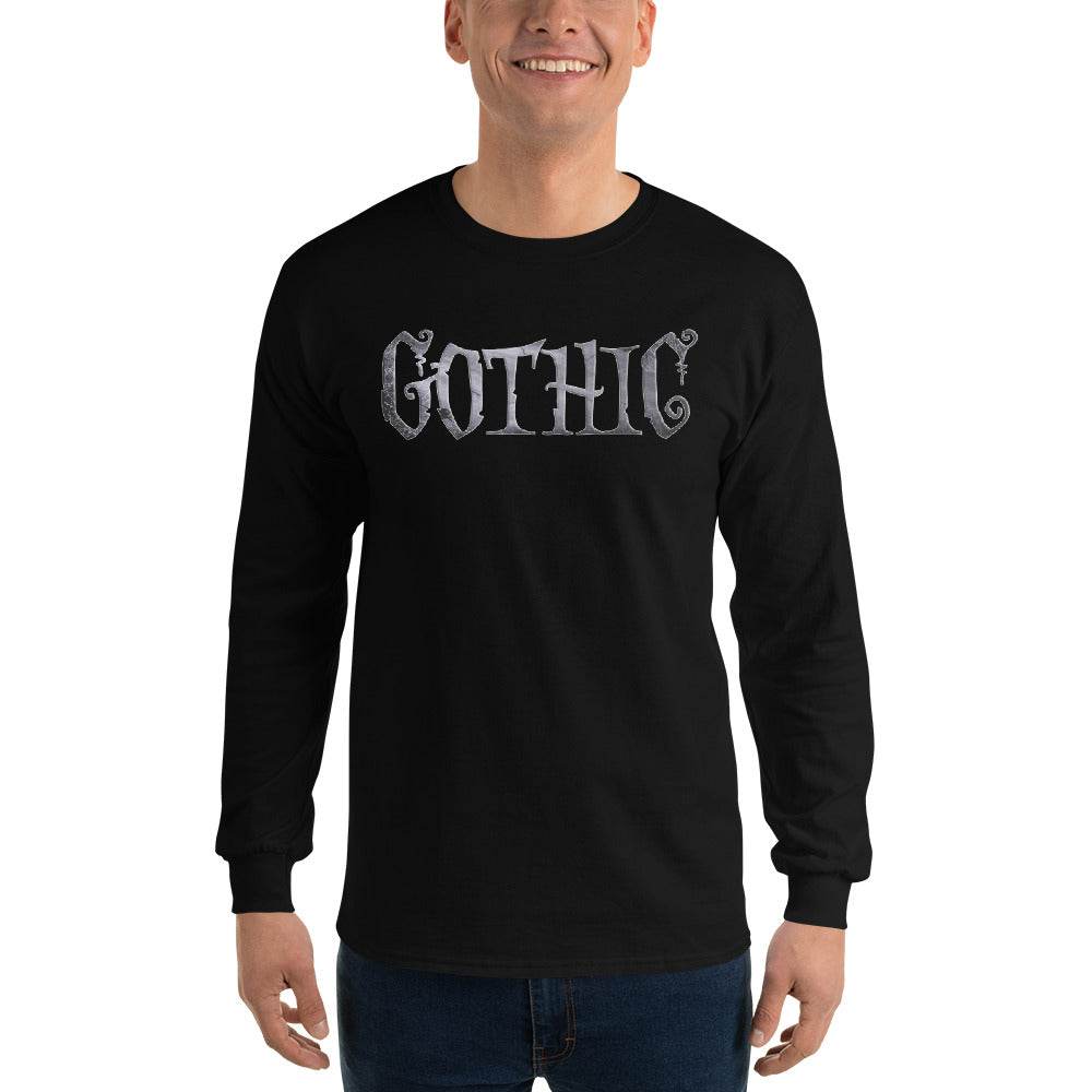 Gothic Spider Web Style Letters Dark Goth Long Sleeve Shirt