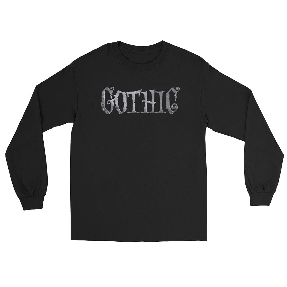 Gothic Spider Web Style Letters Dark Goth Long Sleeve Shirt