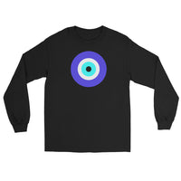 Classic Evil Eye design on unisex long sleeve shirt, front view