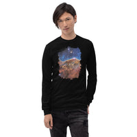 Carina Nebula JWST design on unisex long sleeve shirt, front view