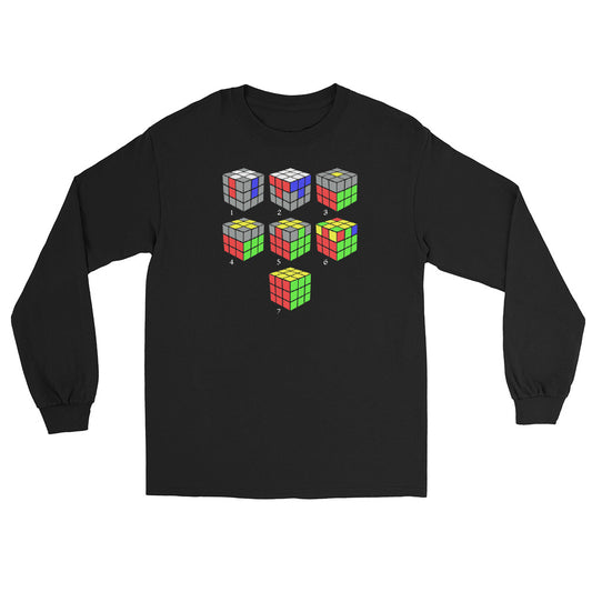 Speed Cube Solution Diagram design on unisex long sleeve shirt, front view