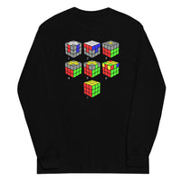 Speed Cube Solution Diagram design on unisex long sleeve shirt, front view
