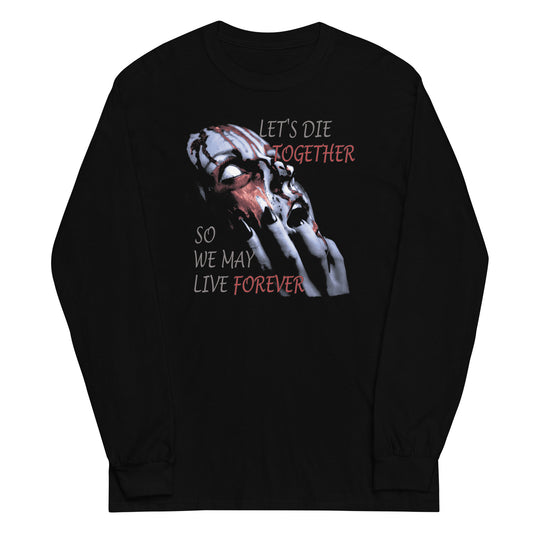 Together Forever Horror design on unisex long sleeve shirt, front view