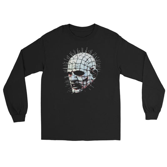 Hell Priest Cenobite design on unisex long sleeve shirt, front view
