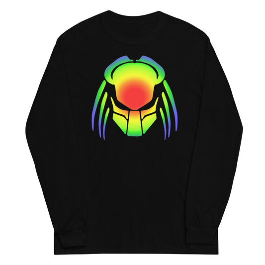 Heat Vision Predalien design on unisex long sleeve shirt, front view