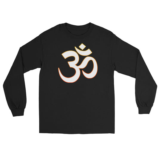 Om Sacred Symbol design on unisex long sleeve shirt, front view