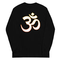 Om Sacred Symbol design on unisex long sleeve shirt, front view