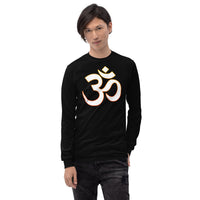 Om Sacred Symbol design on unisex long sleeve shirt, front view
