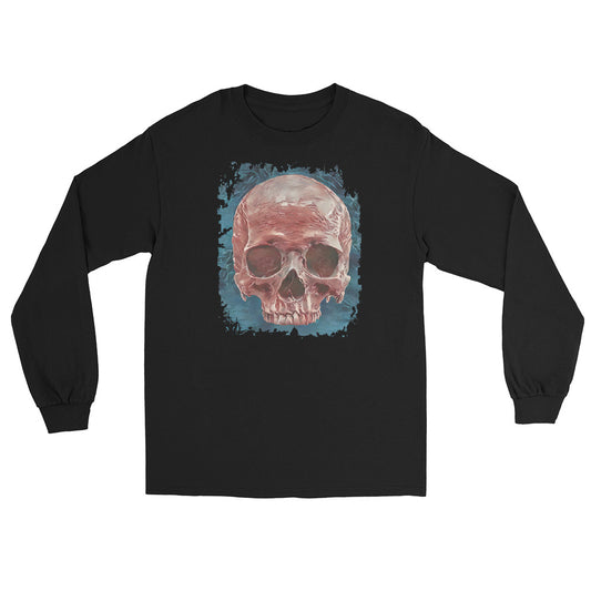Mystical Blood Skull Front design on unisex long sleeve shirt, front view