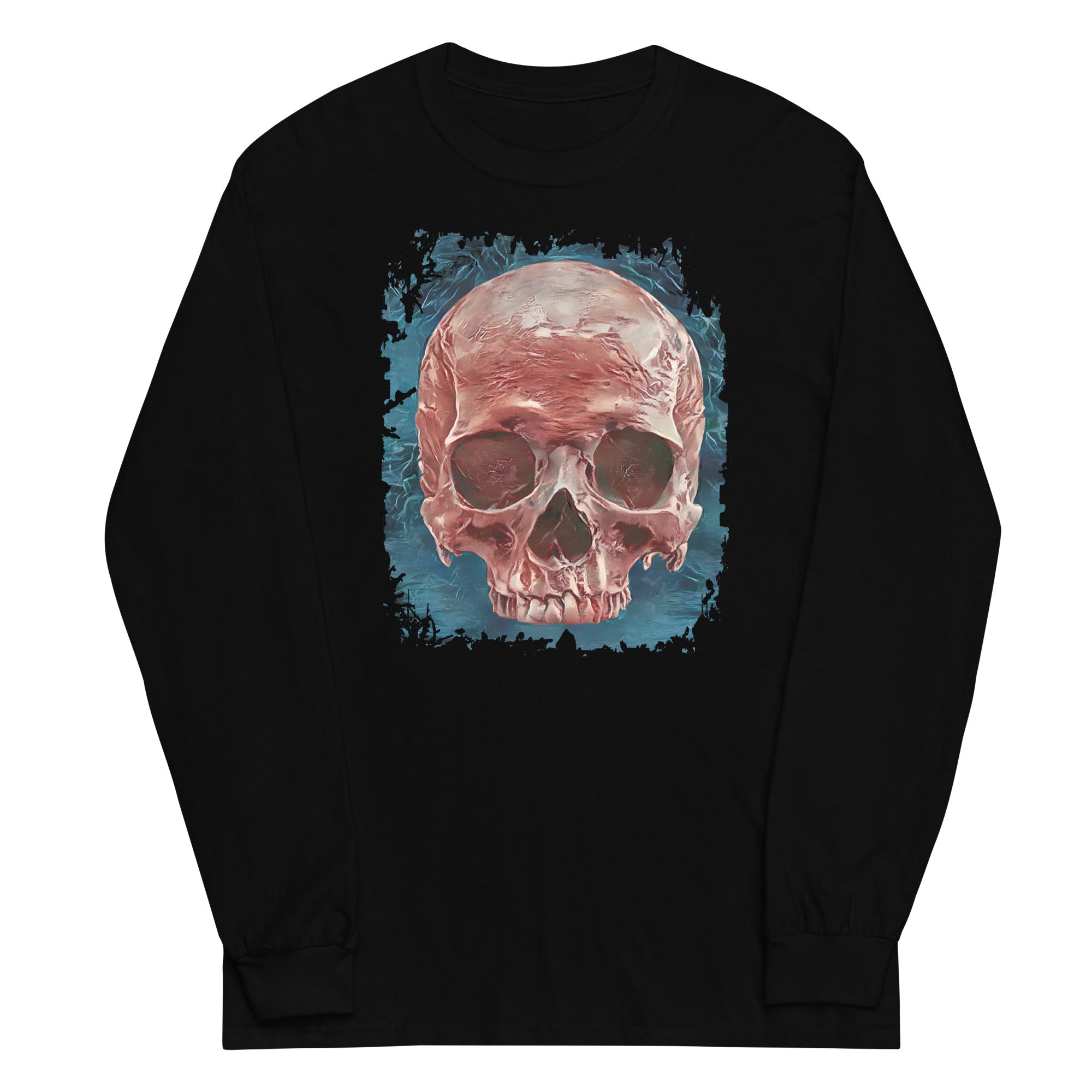 Front Mystical Blood Skull Voodoo Goth Fashion Long Sleeve Shirt