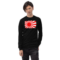 Japan Rising Sun Flag design on unisex long sleeve shirt, front view