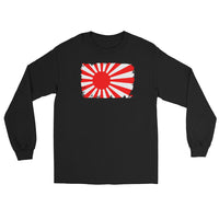 Japan Rising Sun Flag design on unisex long sleeve shirt, front view