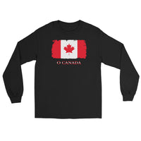 Canada Maple Leaf Flag design on unisex long sleeve shirt, front view