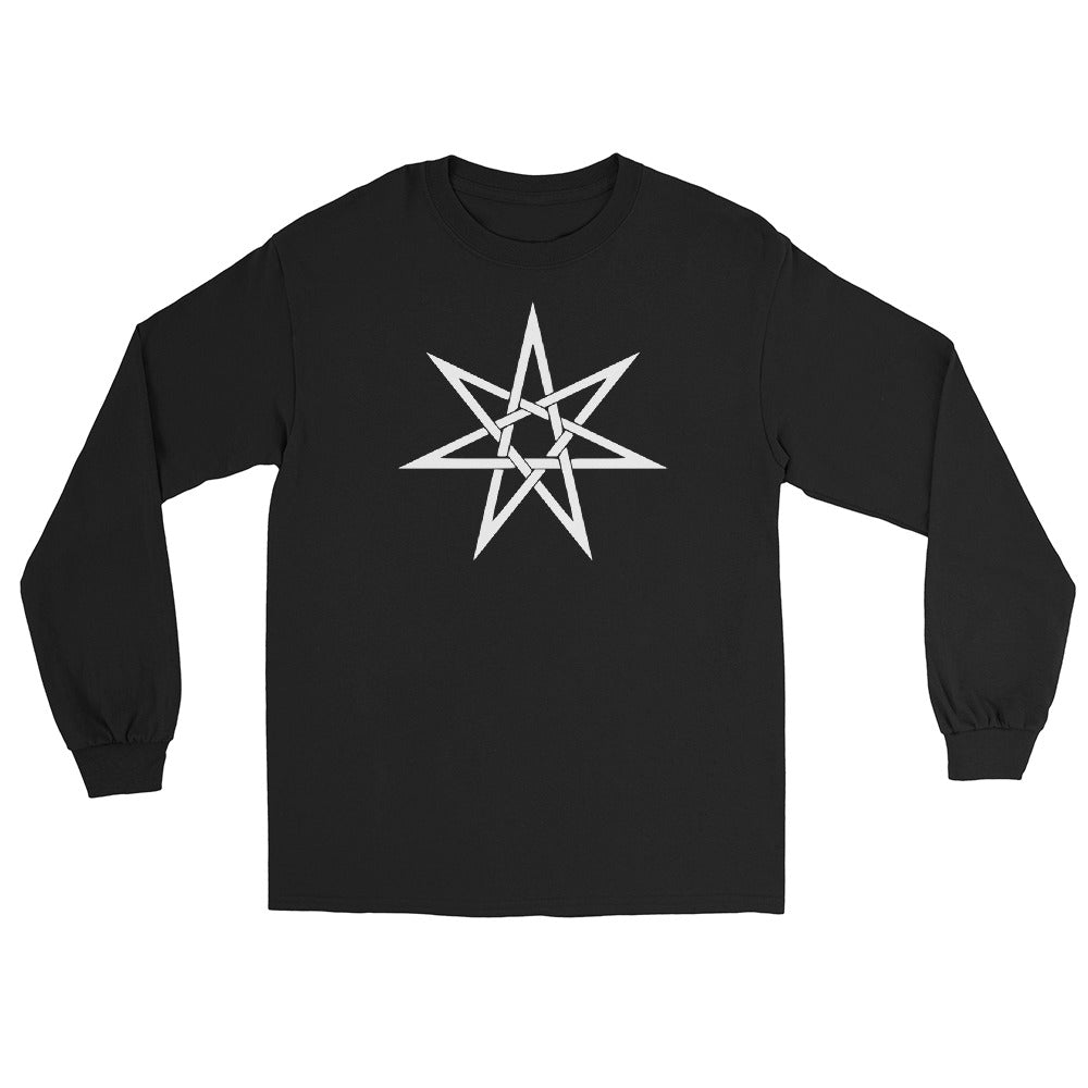 White Woven Elven Star Pagan Witchcraft Symbol Long Sleeve Shirt