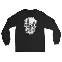 Halloween Human Skull design on unisex long sleeve shirt, front view