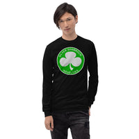 Silver Shamrock Novelties design on unisex long sleeve shirt, front view