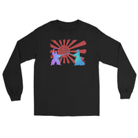 Samurai Duel Rising Sun design on unisex long sleeve shirt, front view