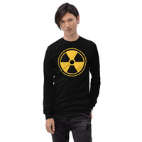 Radiation Warning Symbol design on unisex long sleeve shirt, front view
