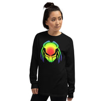 Heat Vision Predalien design on unisex long sleeve shirt, left-front view