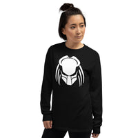 Predalien design on unisex long sleeve shirt, left-front view