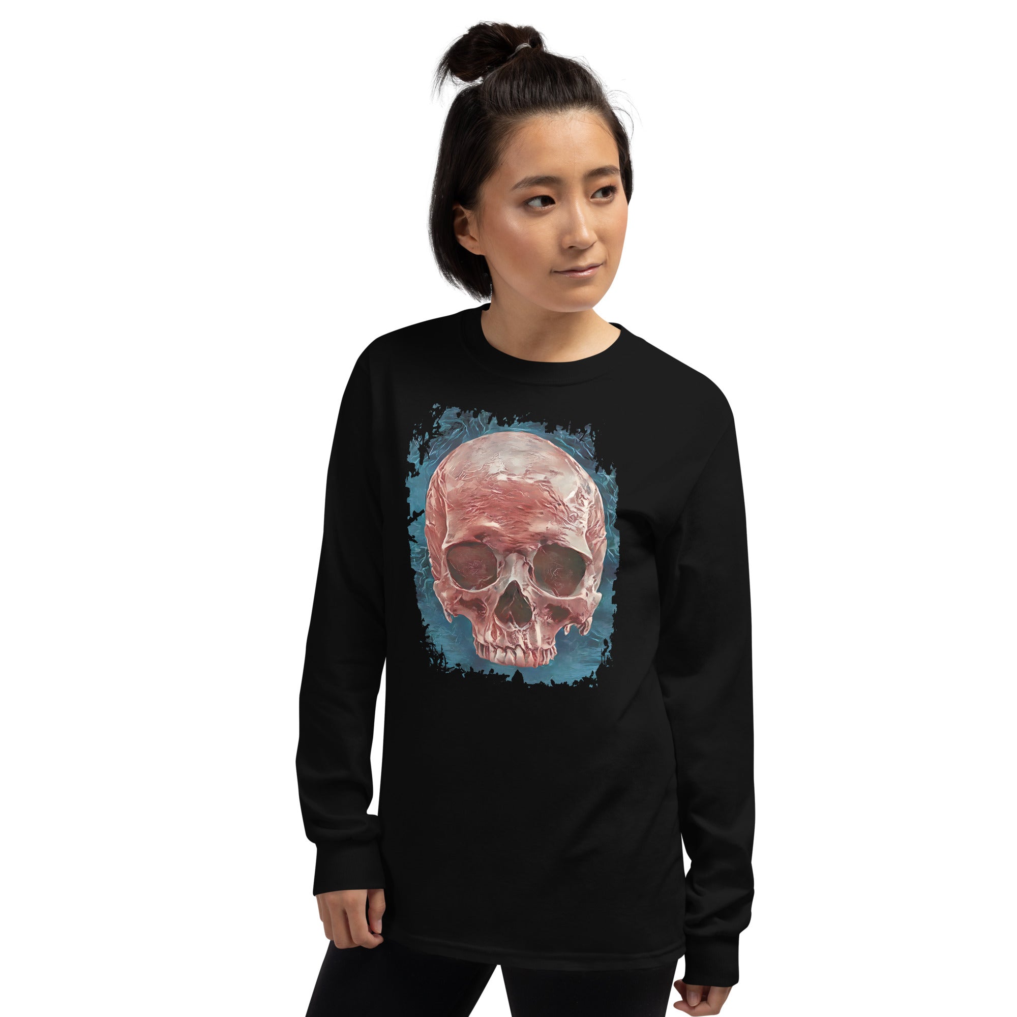 Front Mystical Blood Skull Voodoo Goth Fashion Long Sleeve Shirt