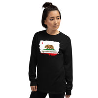 California State Flag design on unisex long sleeve shirt, left-front view