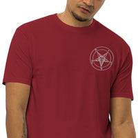 White Sigil of Baphomet design on unisex T-shirt, detail view