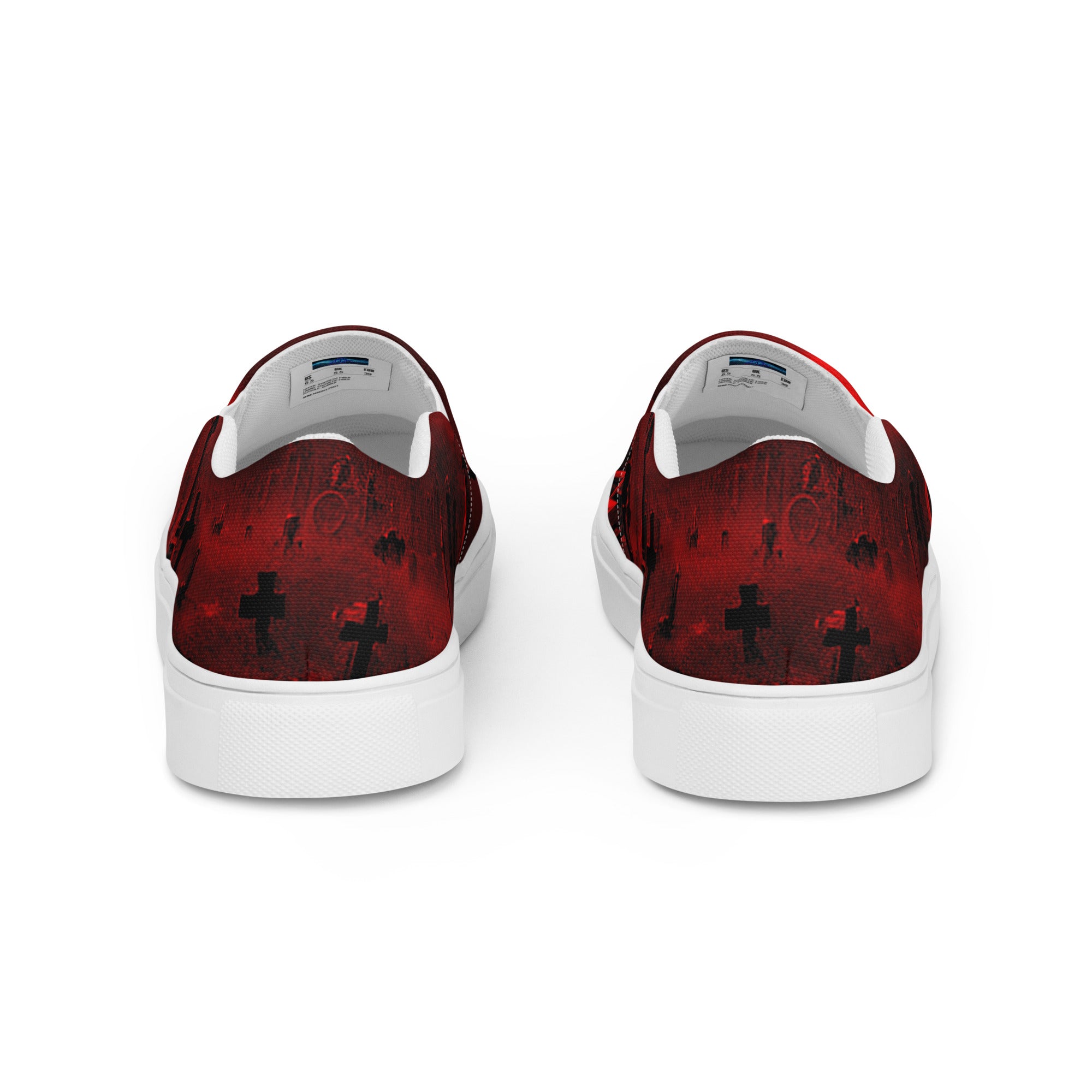 Blood Red Cemetery Tombstone Graveyard Scene Men’s slip-on canvas shoes
