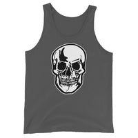 Halloween Human Skull design on men's tank top, front view